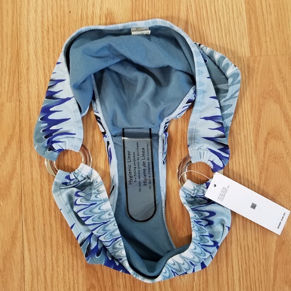 NWT Blue Wavey Stripe Bikini Bottoms w Metal Rings - Picture 5 of 8